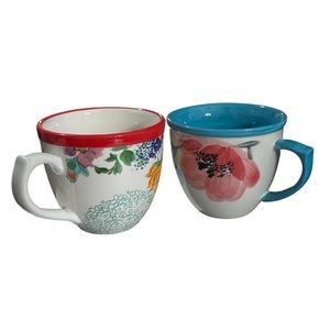 The Pioneer Woman Country Garden Floral Mugs Blue & Floral Red 2‎ Cups